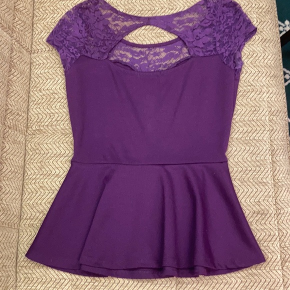 Purple peplum top - Picture 2 of 4